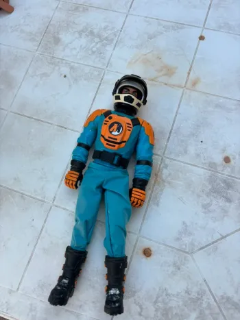 Figurine vintage Action Man Polar Bike Rider – Casque amovible – Bleu & orange