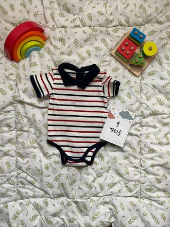 body polo manches courtes rayé rouge et bleu marine tape à l'oeil 9 mois