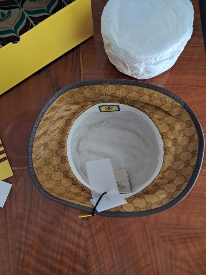 Casquette Gucci x Adidas Bob Beige Marron Taille S... - photo numéro 4