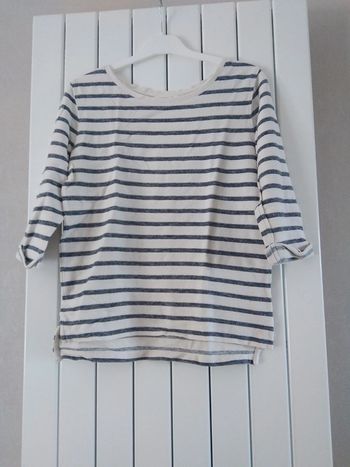 Pull léger crème rayé bleu taille S