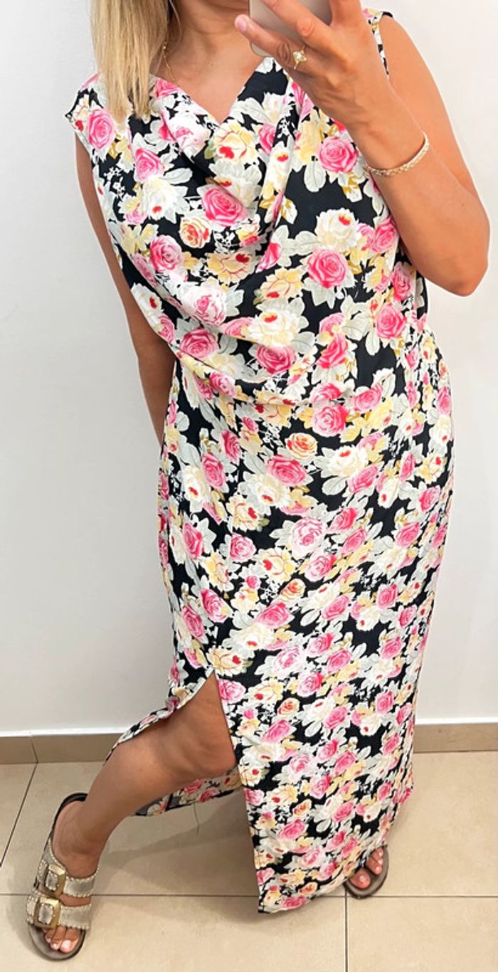 Robe longue fendu imprimée fleurs Taille 42 - photo numéro 5