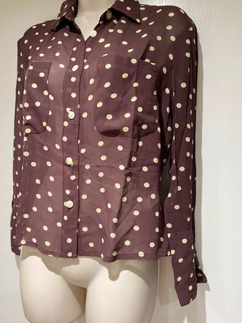 Chemisier transparent, marron crème à pois viscose 100 %