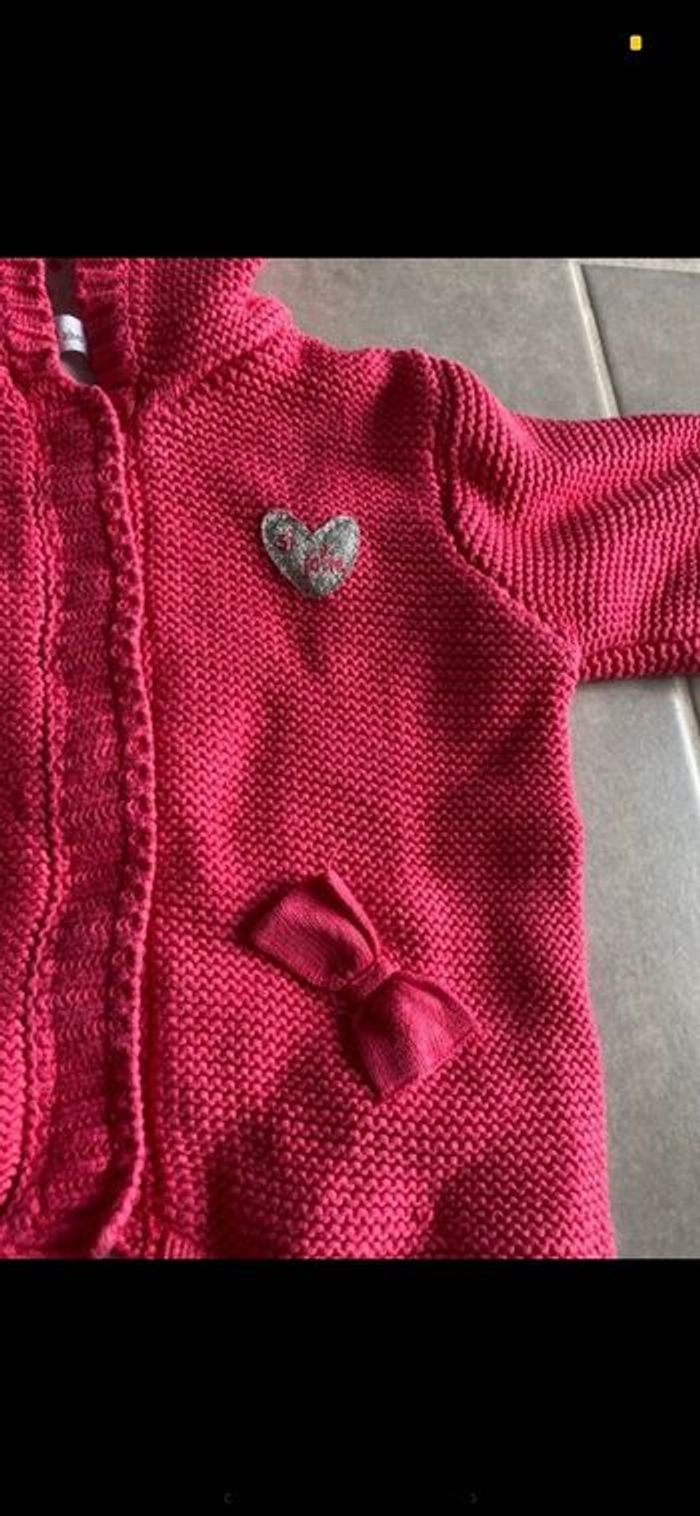 Gilet à capuche épais rose 9 mois - photo numéro 3