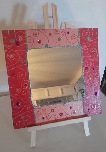 Miroir rose strass et paillettes girls princesse