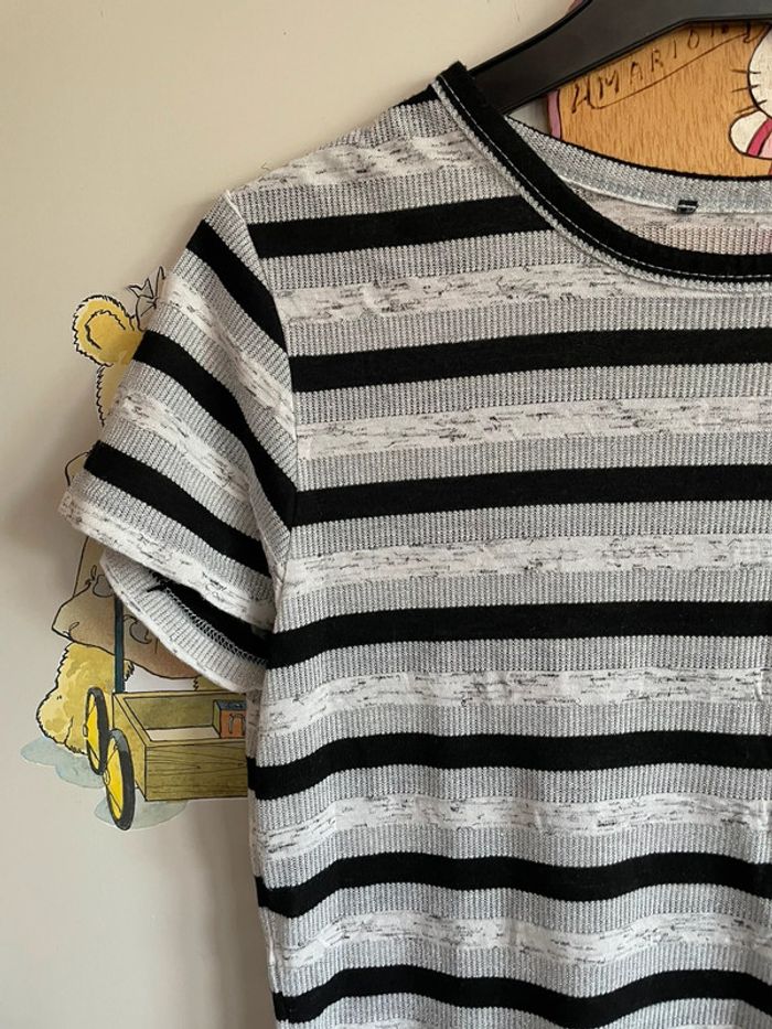 Tee shirt à manches courtes à rayures, taille Xs - photo numéro 2