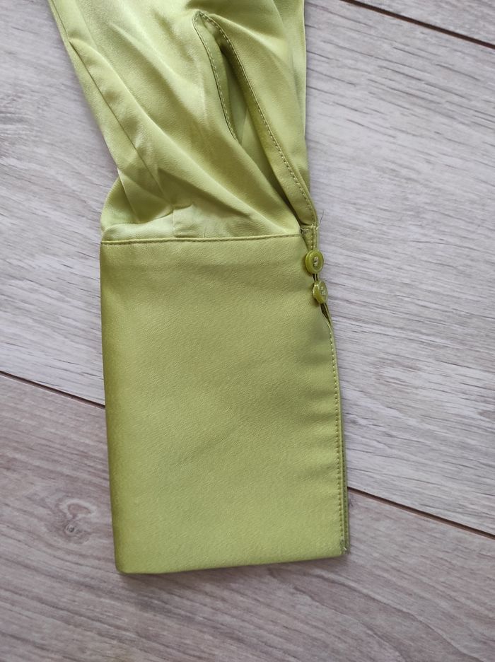 Robe portefeuille satinée H&M verte taille XS 34 - photo numéro 4