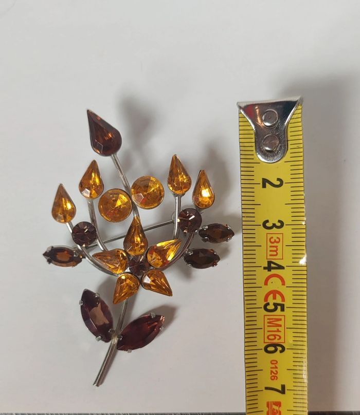 Broche florale ambrée vintage - photo numéro 3