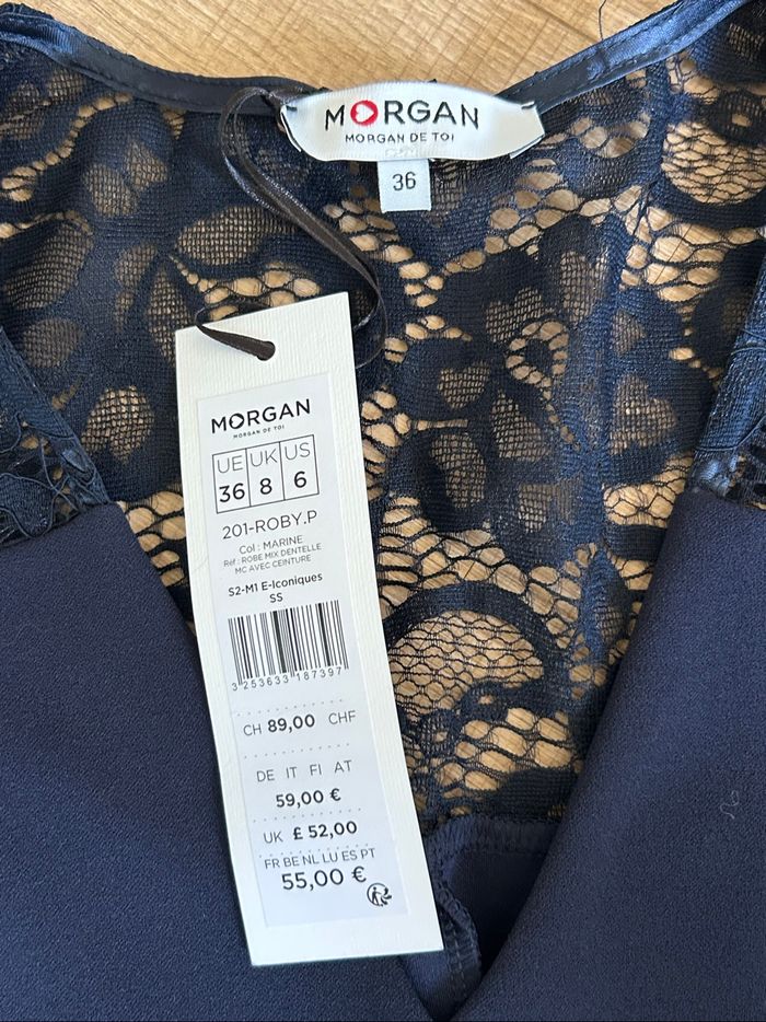 Robe bleue marine neuve avec dentelle Morgan taille 36 (valeur 55€) - photo numéro 9