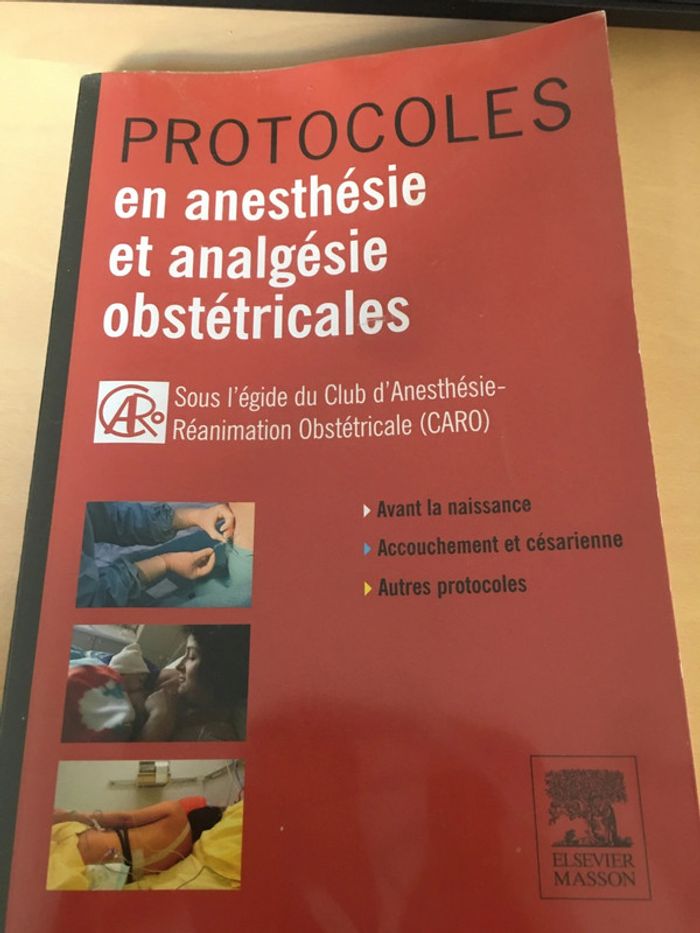 Livre protocole en anesthésie et analgésie obstétricales