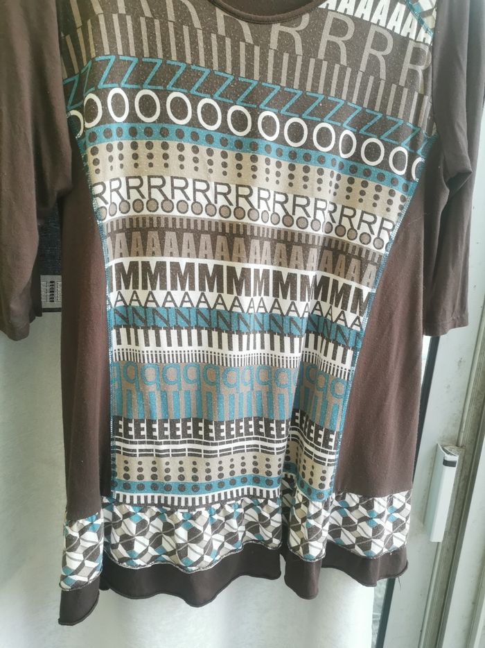 Jolie tunique M et S XXL chocolat /turquoise - photo numéro 4
