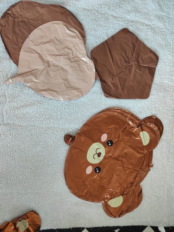 Lot décoration baptême enfant thème ourson beige et marron