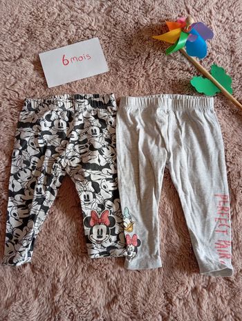 2 leggings Minnie 6 mois