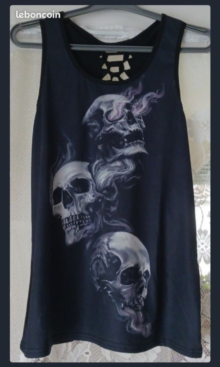 Débardeur crâne, squelette, tête de mort - gris, violet