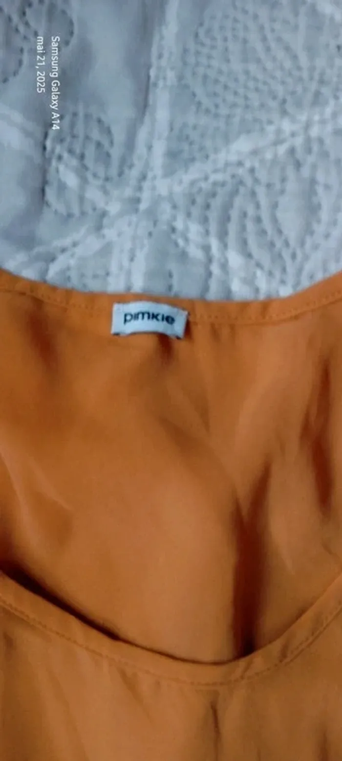 Blouse débardeur longue en voile superposé dos ouvert jaune moutarde femme M pimkie - photo numéro 12