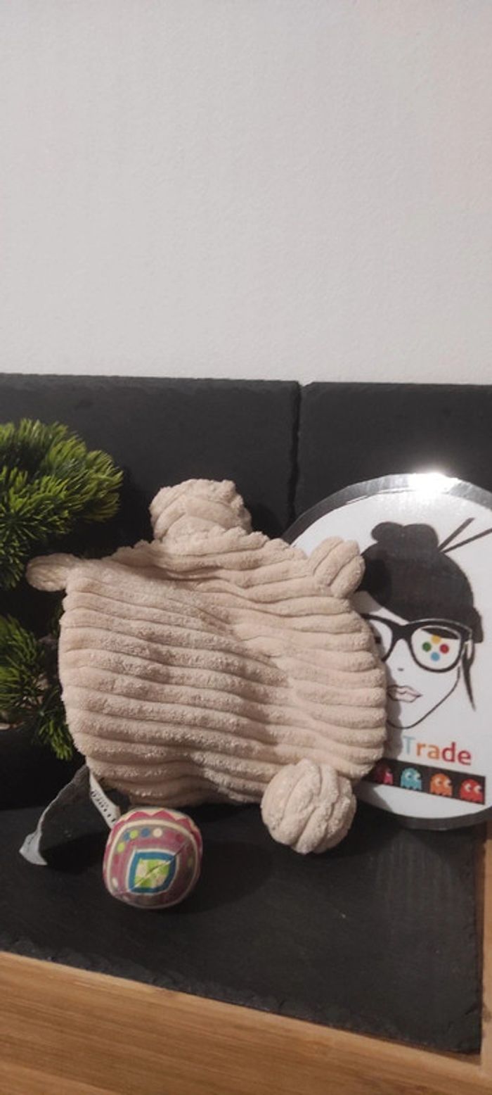 Globe trotoys Maboul le chat doudou plat beige vert rose bleu losange rond - photo numéro 2