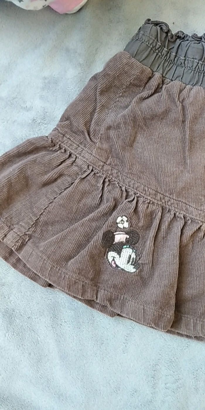 Jupe velours marron Fille 12 mois Minnie Disney C&A 100% coton - photo numéro 3