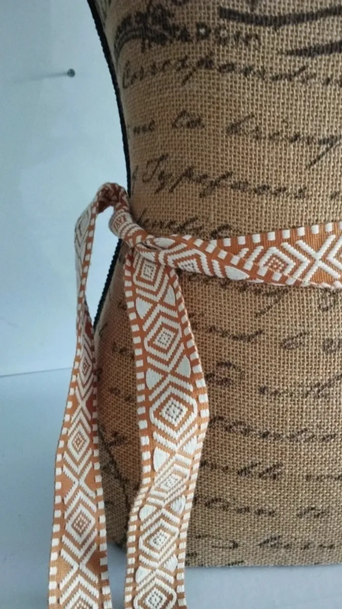 Ceinture tissu souple marron et créme - photo numéro 3