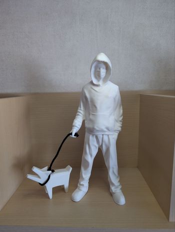 Figurine chien graffiti style pop art, blanc mat