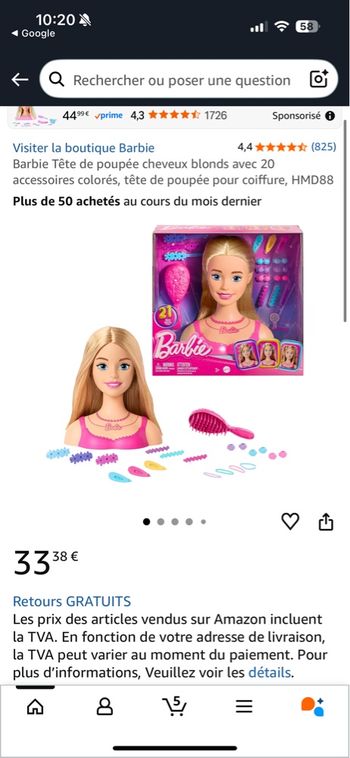 tête à coiffer Barbie  neuf 