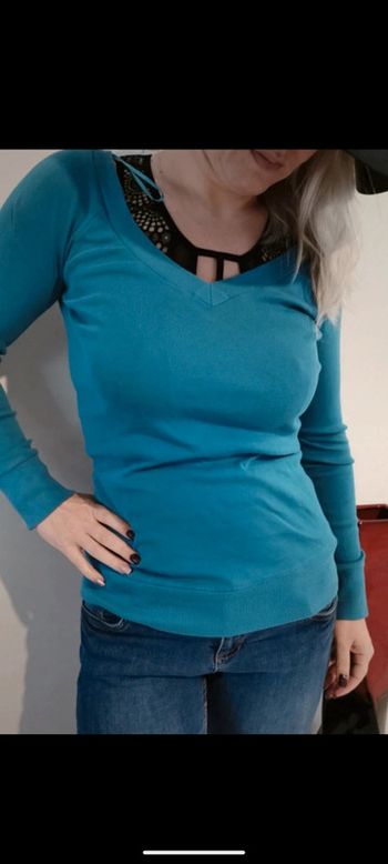 Pull Pimkie bleu col v