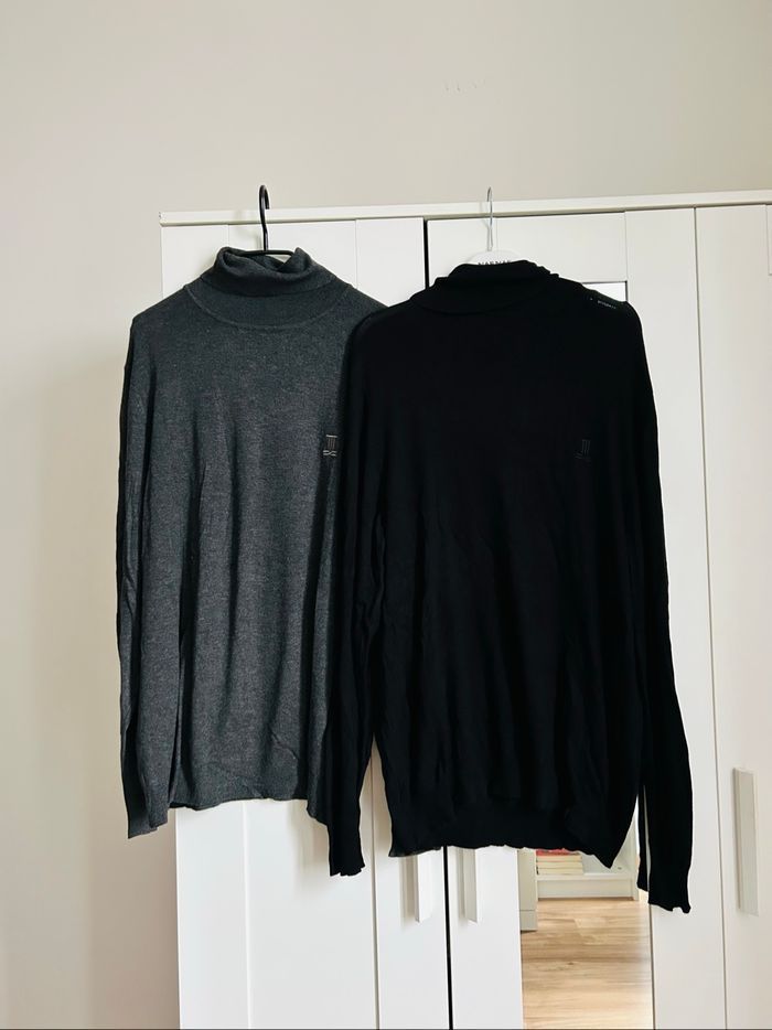 Lot de 2 pulls unis Col roulé Homme Torrente Couture Taille L - photo numéro 1