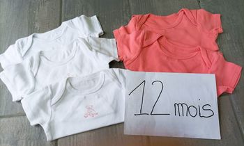 Lot n°224 Lot de 5x Bodies manches courtes Kiabi 12 mois