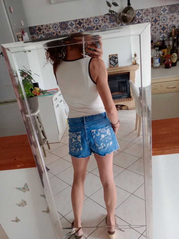 Débardeur femme 38 blanc cassé noir c86 - photo numéro 4
