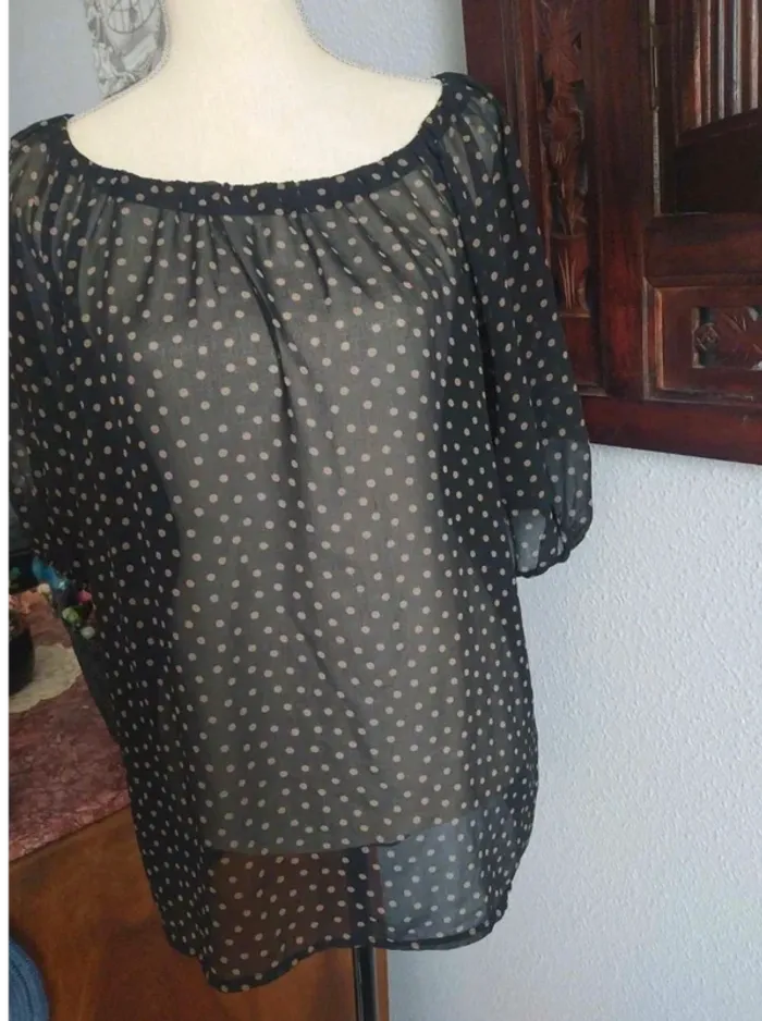 Blouse noire à pois 38 - photo numéro 4