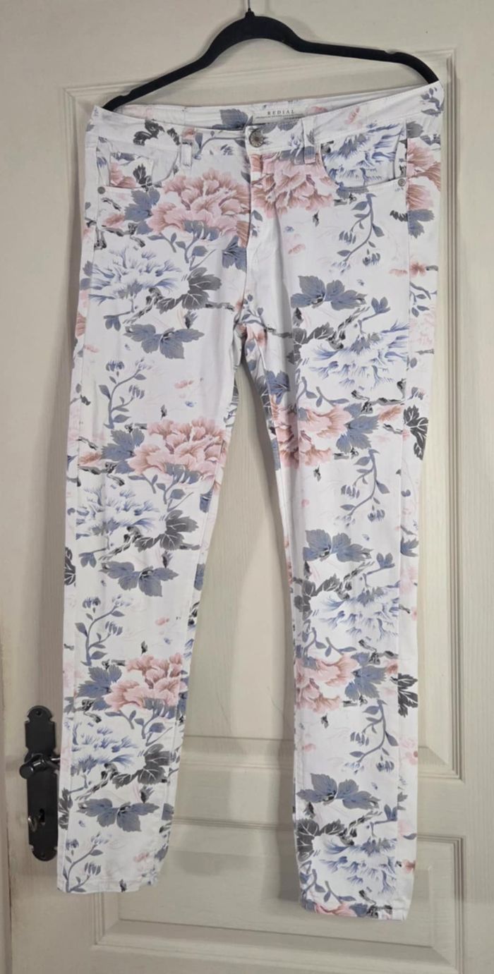 REDIAL PARIS DENIM – JEAN FLEURI BLANC – T38 – EXCELLENT ÉTAT - photo numéro 2