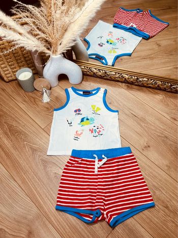 Taille 18 mois ensemble 2p garçon Sergent Major bleu rouge * mer * 💙