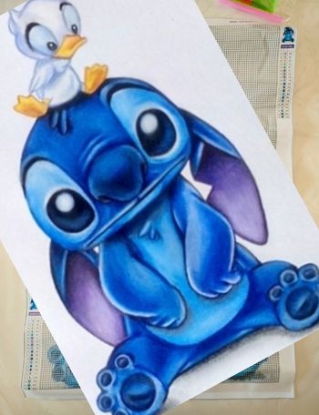 Diamond painting Stitch et caneton #Z016