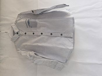 Chemise manches longues 3 ans Okaïdi Blanc rayure bleu clair