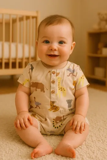 Combi-short bébé 6 mois Bout'chou #animaux #safari #été #mixte