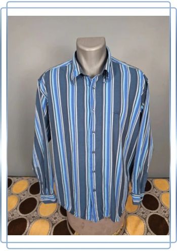 chemise manches longues formen a rayures / homme taille XL / full broderie (410)