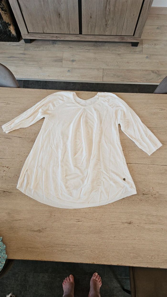 Blouse blanche à manches 3/4, Alfa, taille L/XL, nickel - photo numéro 2