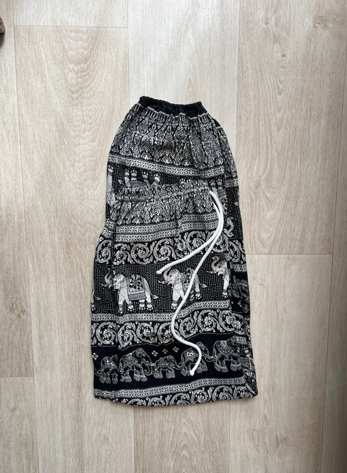 Pantalon mixte thaïlandais noir et blanc motifs éléphants et taille élastique - (S/M) - photo numéro 6