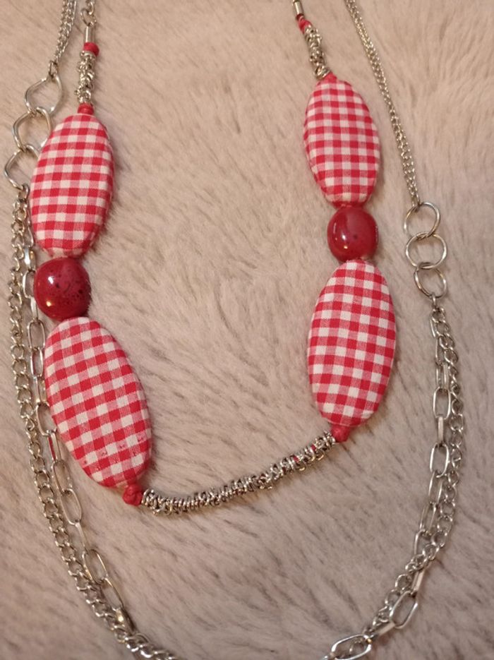 Collier vichy rouge - photo numéro 2