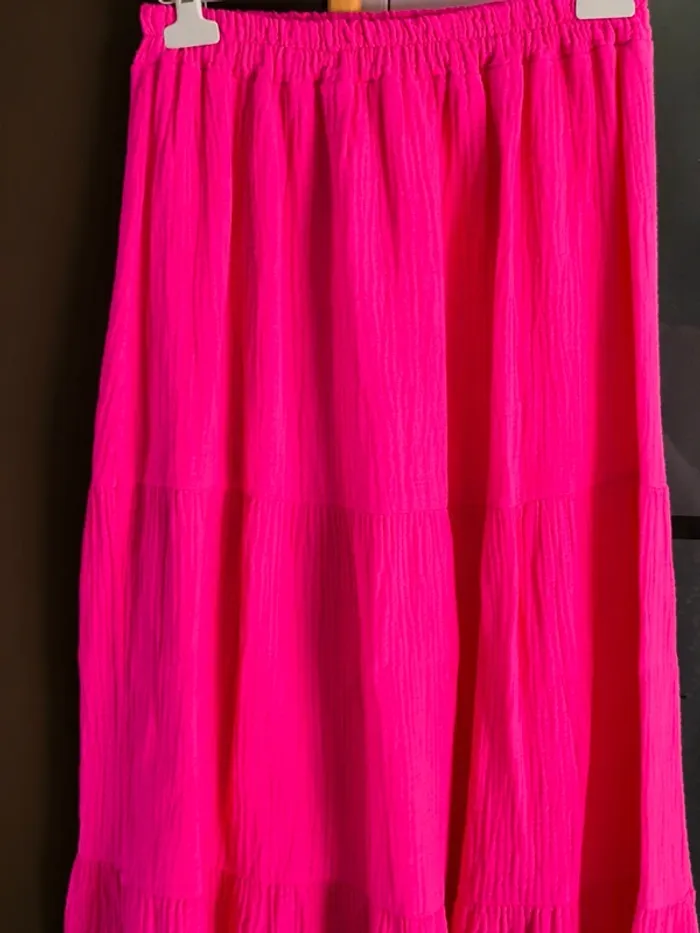 Jupe longue rose fushia gaz de coton TU 36 à 42 - photo numéro 2