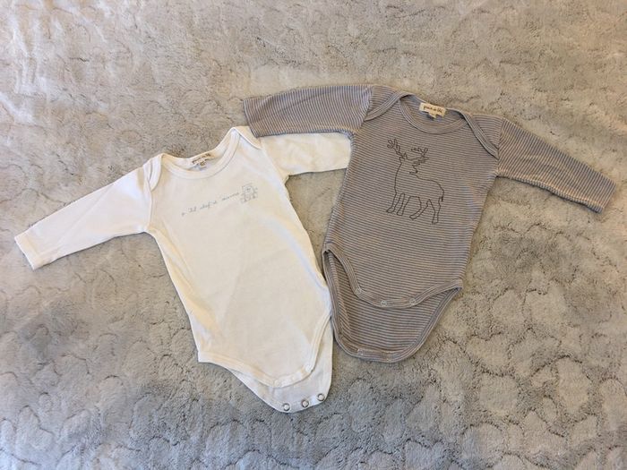 Lot de 2 bodys manches longues - Grain de blé - 3 mois - photo numéro 2
