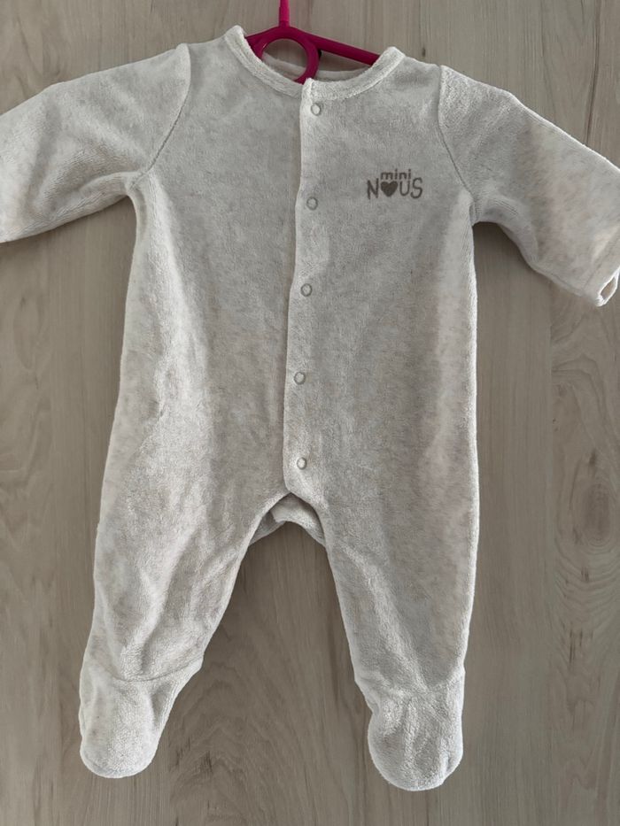 Pyjama effet velours mixte naissance blanc "mini nous" 1 mois