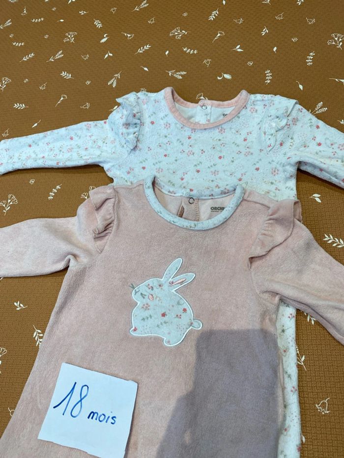 Lot pyjamas velours 18 mois - lapin - photo numéro 2