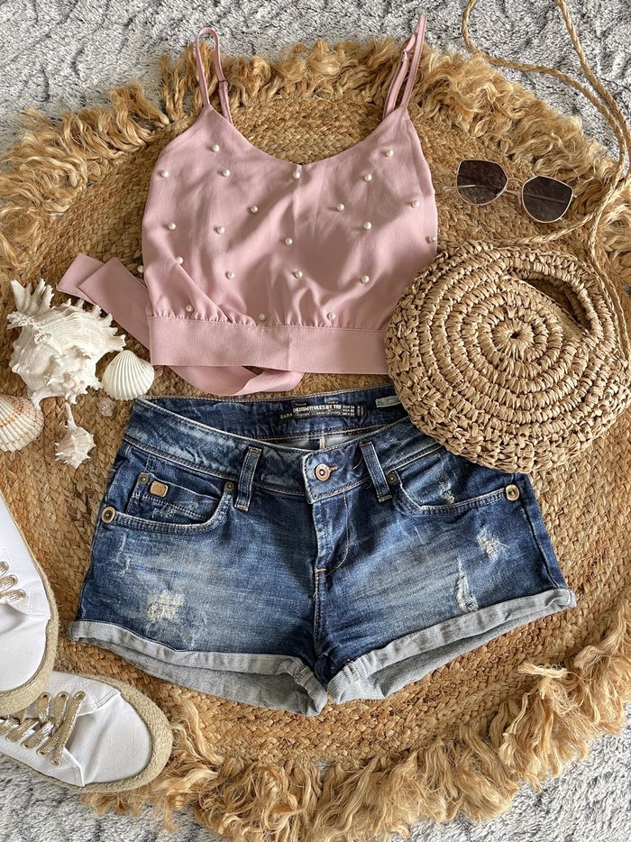 Short en jean taille basse Zara XS/34