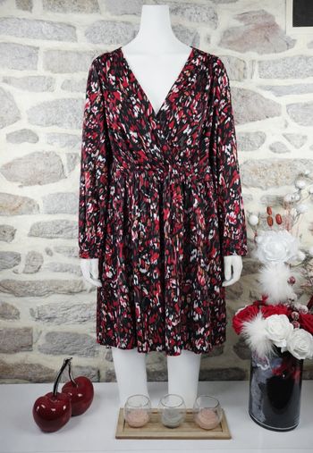 Robe manches longues feu noir rouge et blanc Femme Taille 54 marque Asos 🌺 