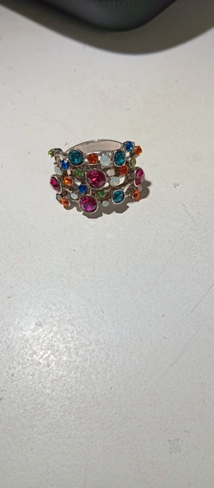 Bague multicolore strass réglable - photo numéro 5