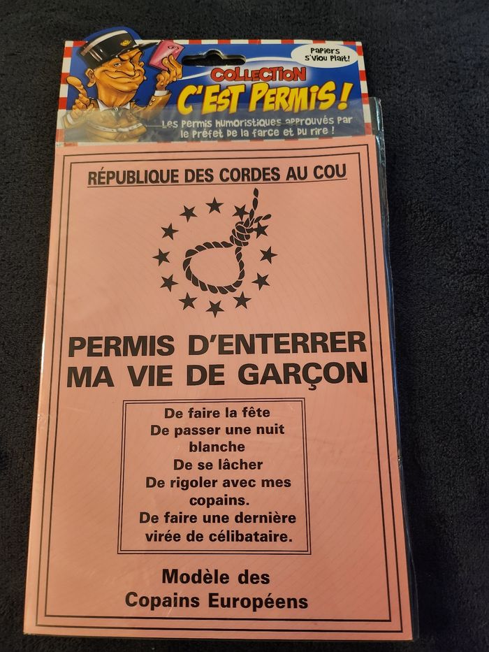 Permis d’enterrer ma vie de garçon humoristique neuf