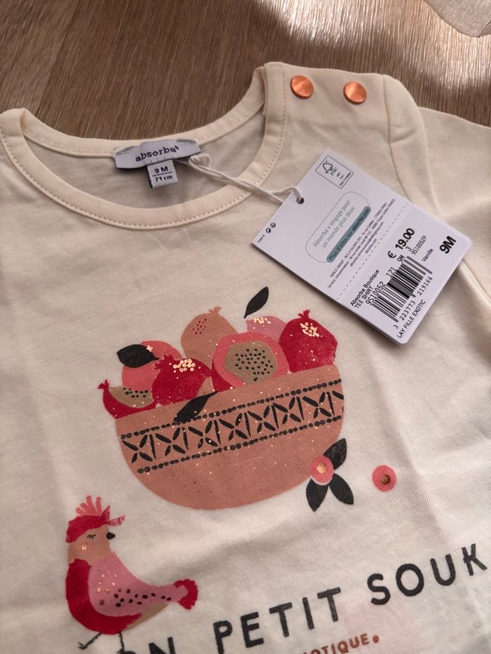 Lot 2 Tee-shirts ABSORBA Neufs avec étiquettes - 9 mois / 71 cm - photo numéro 8