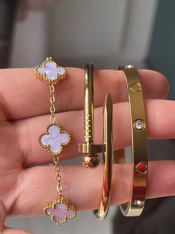 Lot de bracelet en acier, inoxydable de couleur dorée