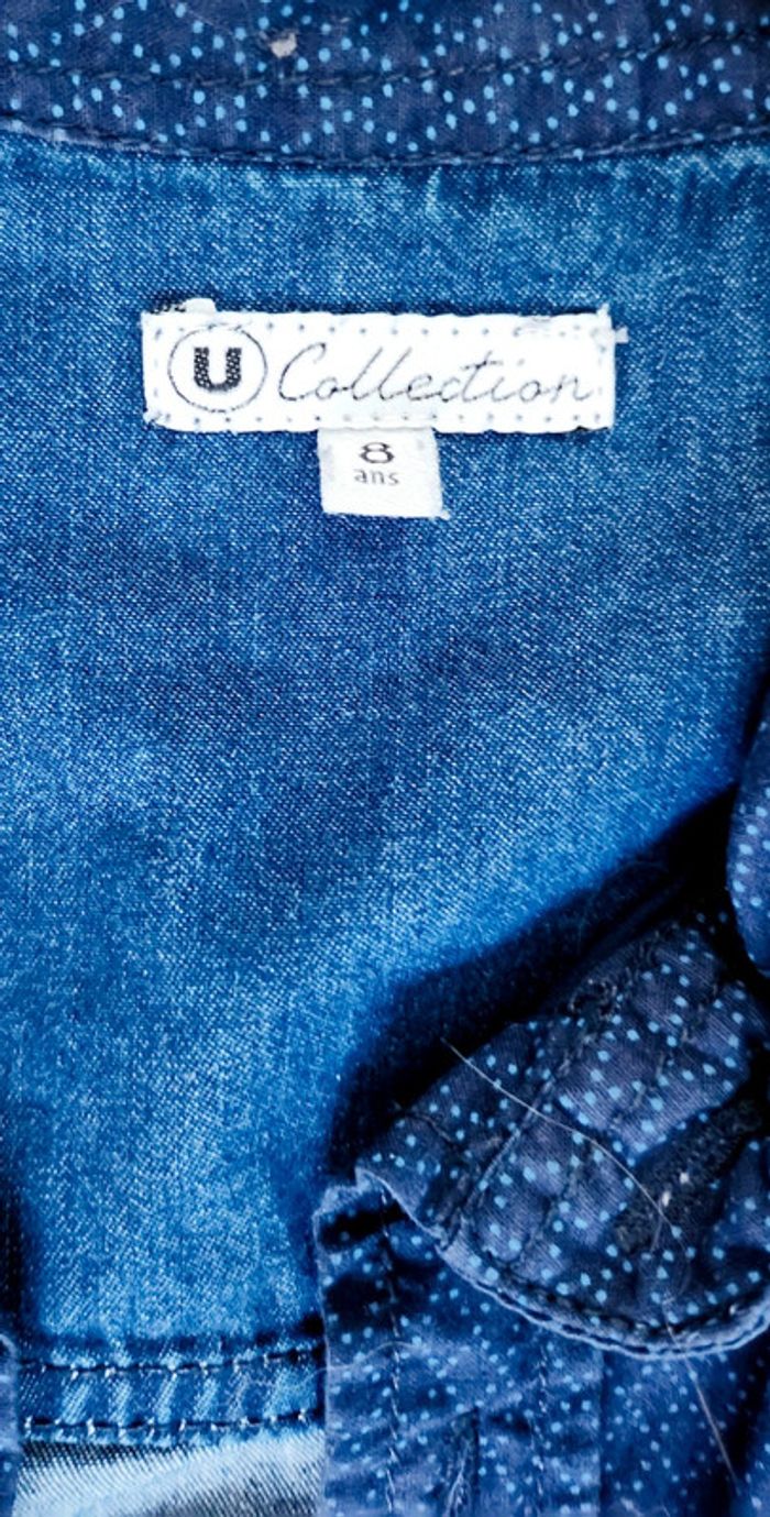 Chemise garçon manches longues bleu jean taille 8 ans Collection U - photo numéro 3