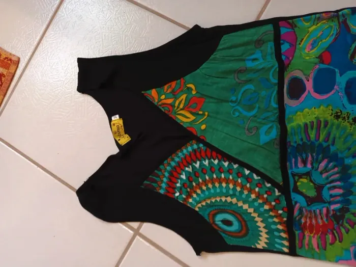 Robe femme noire et multicolore Chaitanya - photo numéro 12