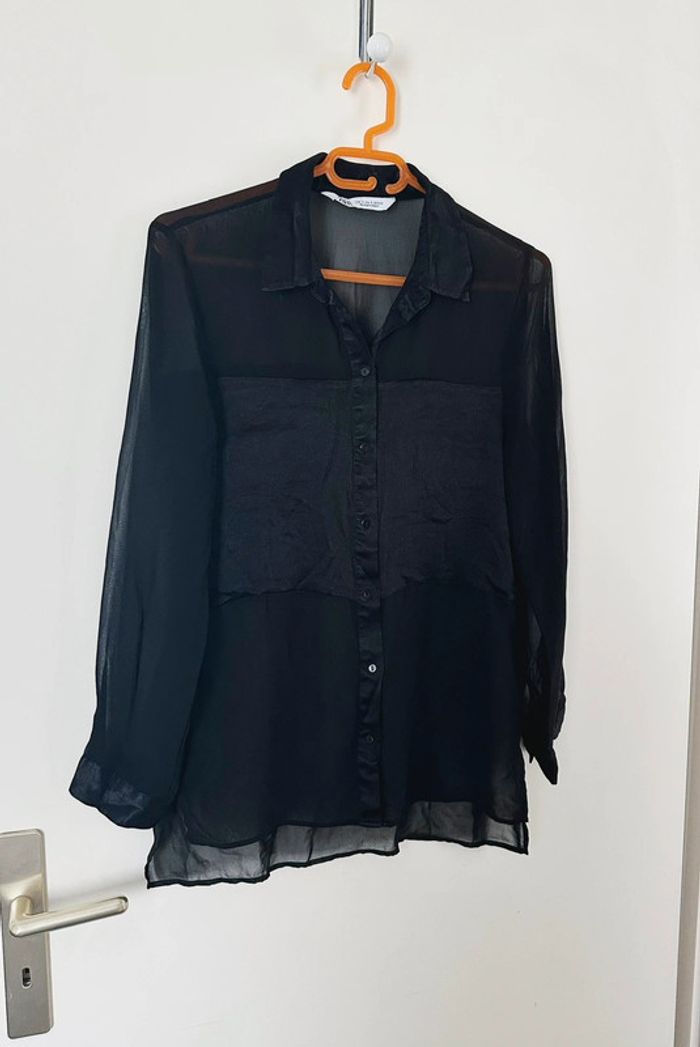 Chemise bi-matière noire - Zara